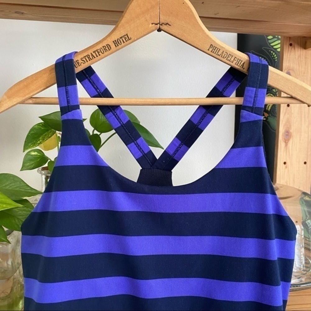 Athleta Optimism Tank Bold Stripe Top Purple Stripe Medium - Picture 7 of 15